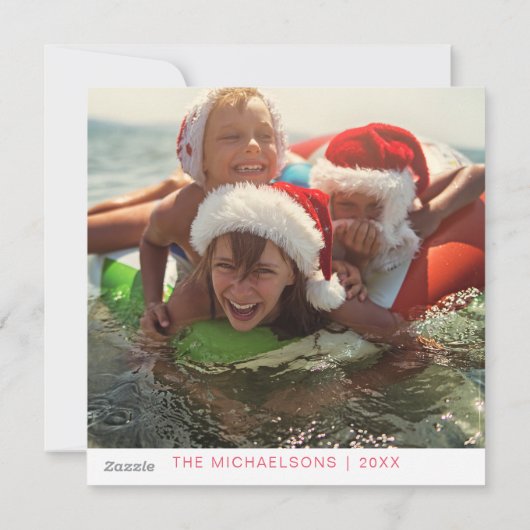 Prettig kerstfeest Kerstman Flamingo Vakantie Foto Feestdagenkaart (Achterkant)