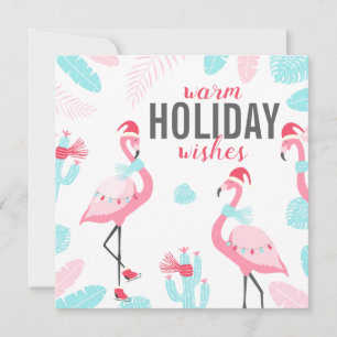 Prettig kerstfeest Kerstman Flamingo Vakantie Foto Feestdagenkaart