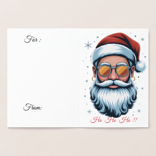 Prettig kerstfeest kerstman folie kaart (Binnen)