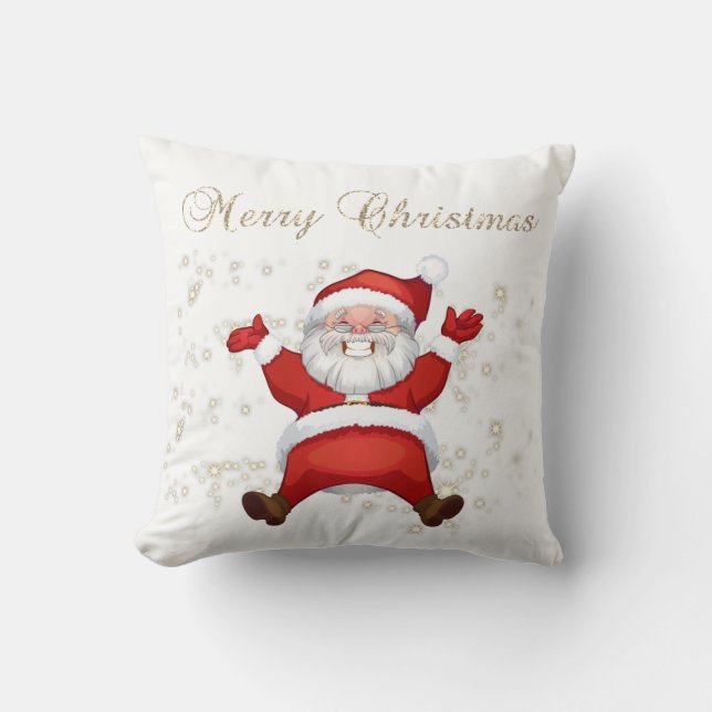 Prettig kerstfeest,Kerstman,Glimp,Sneeuwwit Kussen (Voorkant)