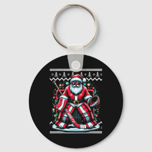Prettig kerstfeest Kerstman Hockey Keeper Horrorke Sleutelhanger