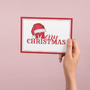 Prettig kerstfeest Kerstman Hoed Typografie Vakant Feestdagen Kaart