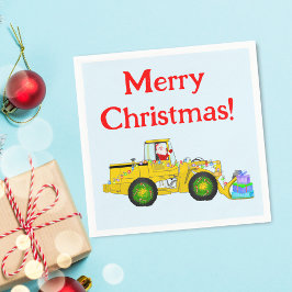 Prettig kerstfeest Kerstman in bulldozer brengt ca Servet