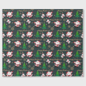Prettig kerstfeest, Kerstman, Kerstboom, Beer Cadeaupapier (Vlak)