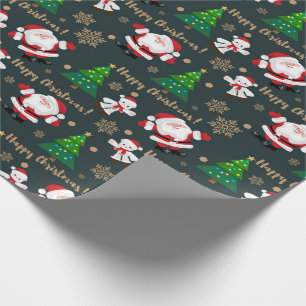 Prettig kerstfeest, Kerstman, Kerstboom, Beer Cadeaupapier