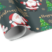Prettig kerstfeest, Kerstman, Kerstboom, Beer Cadeaupapier (Rol Hoek)