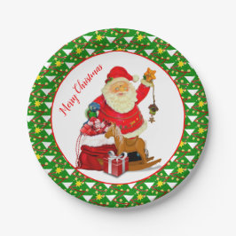 Prettig kerstfeest Kerstman Kerstfeest Papieren Bordje