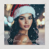 Prettig kerstfeest - Kerstman Meisje -  Kaart (Achterkant)