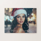 Prettig kerstfeest - Kerstman Meisje - Legpuzzel (Horizontaal)