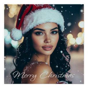 Prettig kerstfeest - Kerstman Meisje - Poster
