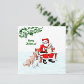 Prettig kerstfeest! Kerstman met Kat en Hond (Staand voorkant)