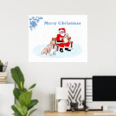 Prettig kerstfeest - kerstman met kat en hond poster (Thuiskantoor)