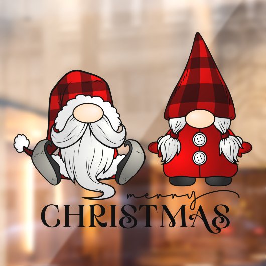 Prettig kerstfeest Kerstman Mevrouw Claus Gnome Be Raamsticker (Vel 2)