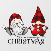 Prettig kerstfeest Kerstman Mevrouw Claus Gnome Za Raamsticker (Vel)