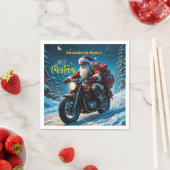 Prettig kerstfeest Kerstman op motor  Servet (Insitu)