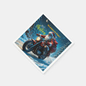 Prettig kerstfeest Kerstman op motor  Servet (Hoek)