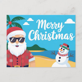 Prettig kerstfeest kerstman op vakantie feestdagenkaart