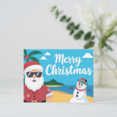 Prettig kerstfeest kerstman op vakantie feestdagenkaart (Staand voorkant)