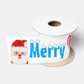 Prettig kerstfeest Kerstman rendier 3" Satijnen Lint (Spoel)