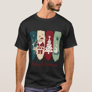 Prettig kerstfeest Kerstman Rendier Boom Kaarsen C T-shirt
