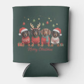 Prettig kerstfeest Kerstman Rendier Dachshond Saus Blikjeskoeler (Voorkant)