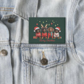Prettig kerstfeest Kerstman Rendier Dachshund Saus Button (Insitu)