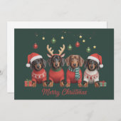 Prettig kerstfeest Kerstman Rendier Dachshund Saus Feestdagenkaart (Voorkant / Achterkant)