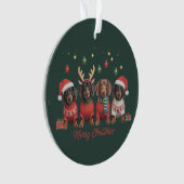Prettig kerstfeest Kerstman Rendier Dachshund Saus Ornament (voorkant)