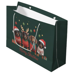 Prettig kerstfeest Kerstman Rendier Dachshund Wien Groot Cadeauzakje