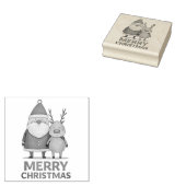Prettig Kerstfeest – Kerstman & Rendier Duet Rubberstempel (Gestempeld)