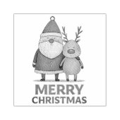 Prettig Kerstfeest – Kerstman & Rendier Duet Rubberstempel (Afrduk)