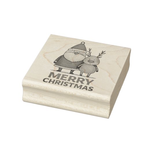 Prettig Kerstfeest – Kerstman & Rendier Duet Rubberstempel (Stempel)