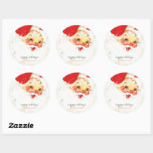 Prettig kerstfeest, Kerstman Retro Ronde Sticker (Vel)