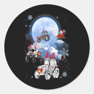 Prettig kerstfeest Kerstman Rijd Truck Slee Xmas P Ronde Sticker