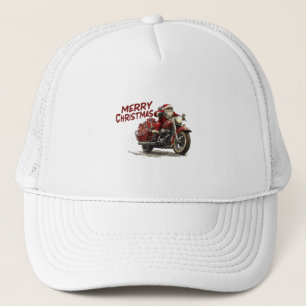 Prettig kerstfeest Kerstman rijdend op een vintage Trucker Pet