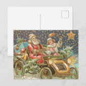 Prettig kerstfeest Kerstman rijdt in oldtimer auto Briefkaart (Voorkant / Achterkant)