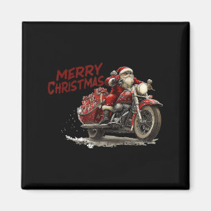 Prettig kerstfeest Kerstman rijdt op een vintage m Magneet