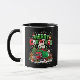 Prettig kerstfeest Kerstman rijdt vrachtwagen Kers Mok