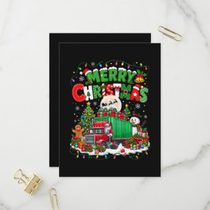 Prettig kerstfeest Kerstman rijdt vrachtwagen Kers Uitnodiging Briefkaart