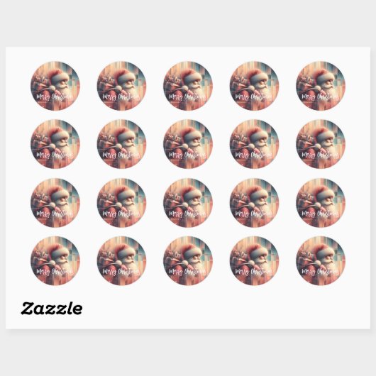 Prettig kerstfeest, Kerstman  Ronde Sticker (Vel)
