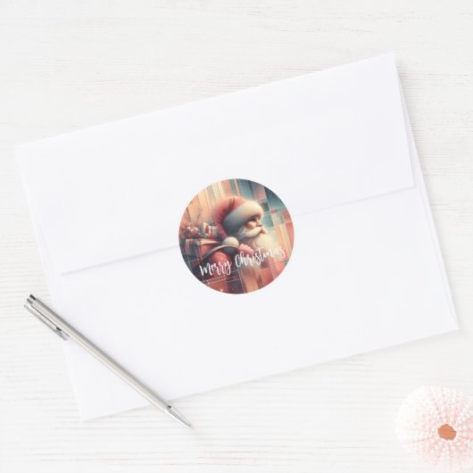 Prettig kerstfeest, Kerstman Ronde Sticker (Envelop)