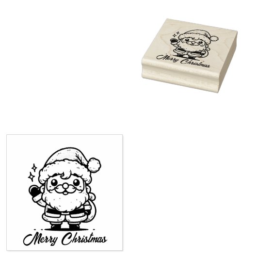 Prettig kerstfeest Kerstman Rubberstempel (Gestempeld)