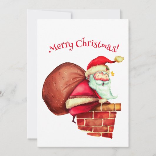 Prettig kerstfeest Kerstman Schoorsteen  Feestdagenkaart (Voorkant)