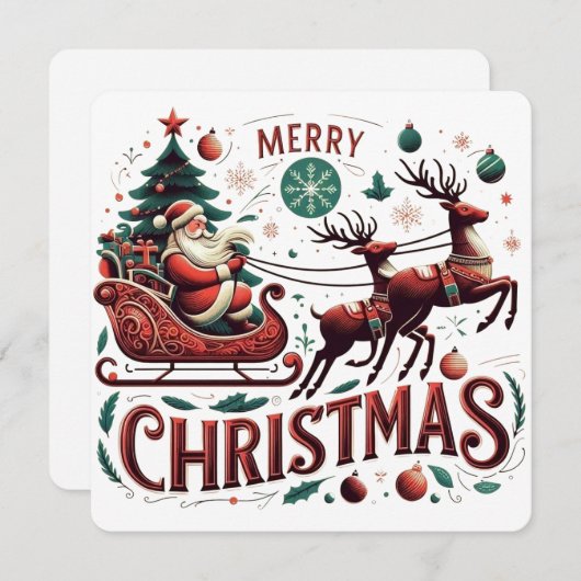 Prettig kerstfeest Kerstman slee en rendier Kerst- Kaart (Voorkant / Achterkant)