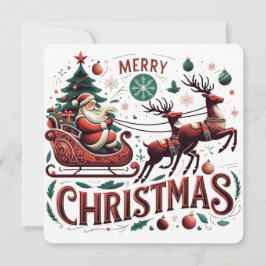 Prettig kerstfeest Kerstman slee en rendier Kerst- Kaart