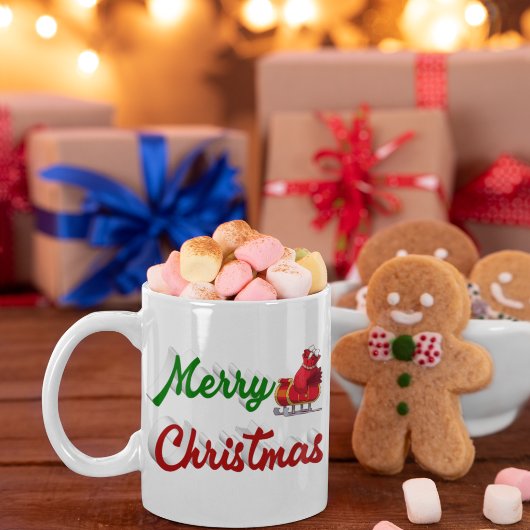 Prettig kerstfeest Kerstman slee half script Koffiemok
