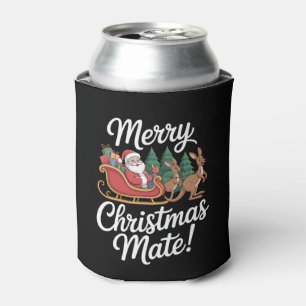 Prettig kerstfeest Kerstman slee kangoeroe Xmas Blikjeskoeler