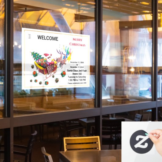 Prettig kerstfeest Kerstman slee reindeer personal Raamsticker (Restaurant Raam)