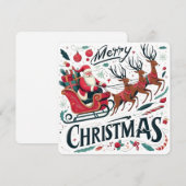 Prettig kerstfeest Kerstman slee & rendier Festive Kaart (Voorkant / Achterkant)