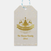 Prettig kerstfeest Kerstman, slee, rendier, sneeuw Cadeaulabel (Achterkant)